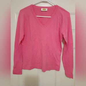 Talbots Petites Bright Pink V-Neck Long Sleeve Tee Size Petite Small